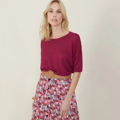 Maison Montagut T-Shirt Ample Col Rond En Lin Flamme - Mairena><noscript><img width=