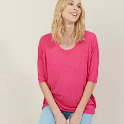 Maison Montagut T-Shirt Ample Col Rond En Lin Flamme - Mairena><noscript><img width=