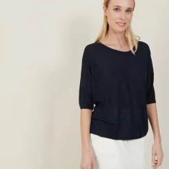 Maison Montagut T-Shirt Ample Col Rond En Lin Flamme - Mairena><noscript><img width=