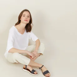 Maison Montagut T-Shirt Ample Col Rond En Lin Flamme - Mairena><noscript><img width=