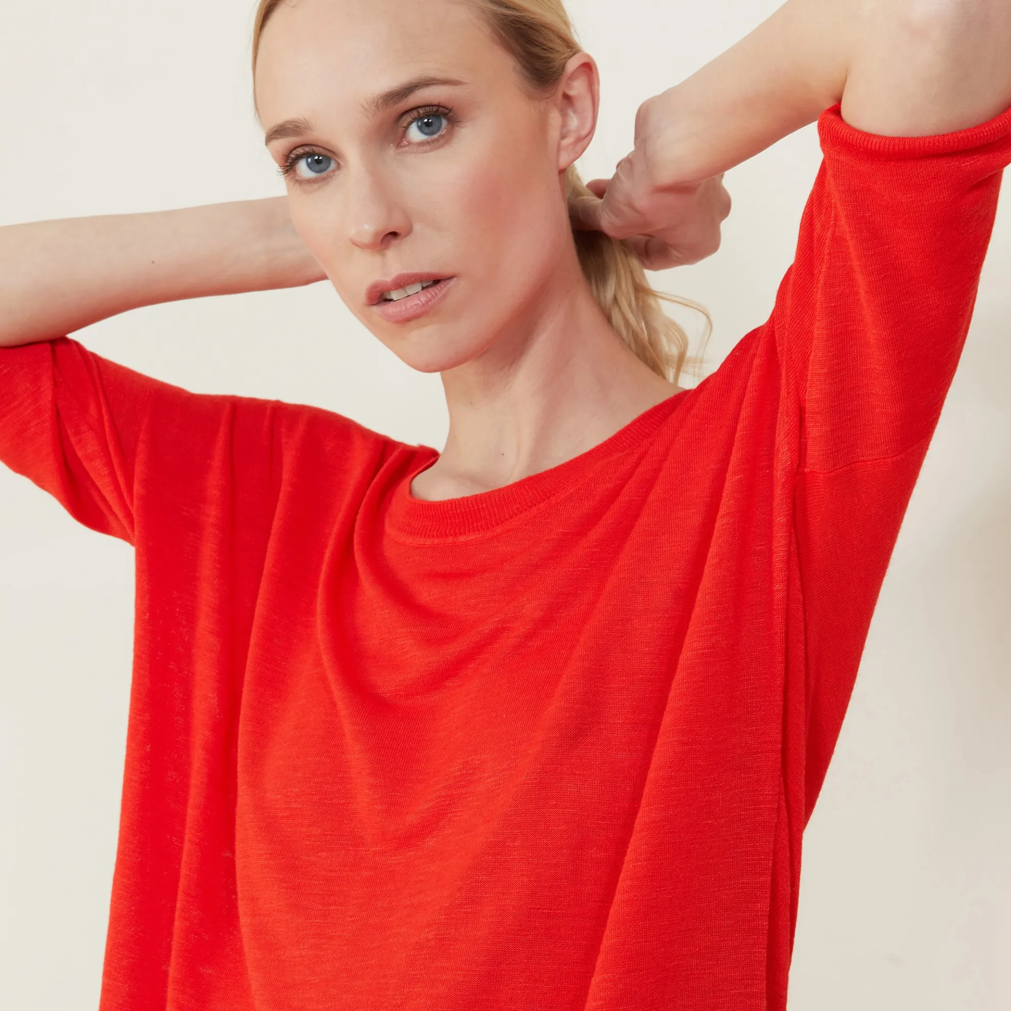 Maison Montagut T-Shirt Ample Col Rond En Lin Flamme - Mairena>Femme T-Shirts