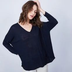 Maison Montagut T-Shirt Ample Col V - Malou><noscript><img width=