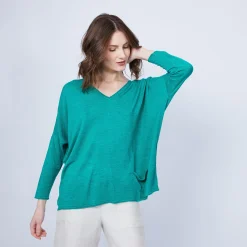 Maison Montagut T-Shirt Ample Col V - Malou><noscript><img width=