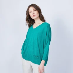 Maison Montagut T-Shirt Ample Col V - Malou><noscript><img width=