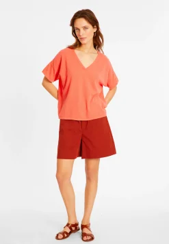 Maison Montagut T-Shirt Ample Col V En Coton Brosse - Maden><noscript><img width=