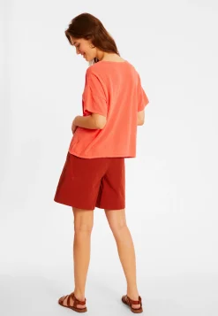 Maison Montagut T-Shirt Ample Col V En Coton Brosse - Maden><noscript><img width=