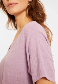 Maison Montagut T-Shirt Ample Col V En Coton Brosse - Maden><noscript><img width=