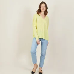 Maison Montagut T-Shirt Ample Col V En Lin Flamme - Beja>Femme T-Shirts