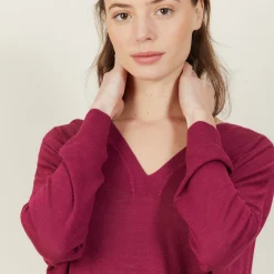 Maison Montagut T-Shirt Ample Col V En Lin Flamme - Beja><noscript><img width=