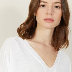 Maison Montagut T-Shirt Ample Col V En Lin Flamme - Beja><noscript><img width=