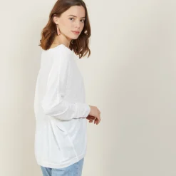 Maison Montagut T-Shirt Ample Col V En Lin Flamme - Beja><noscript><img width=