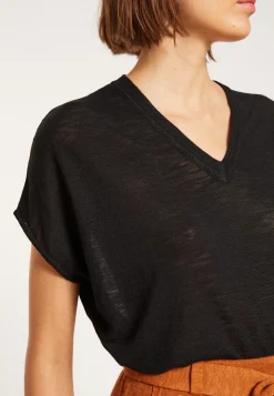 Maison Montagut T-Shirt Ample Col V En Lin Flamme - Marra><noscript><img width=