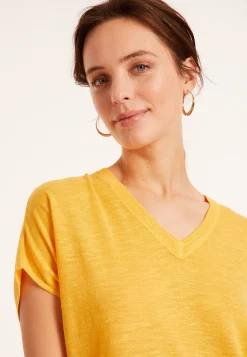 Maison Montagut T-Shirt Ample Col V En Lin Flamme - Marra><noscript><img width=