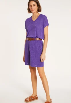 Maison Montagut T-Shirt Ample Col V En Lin Flamme - Marra><noscript><img width=