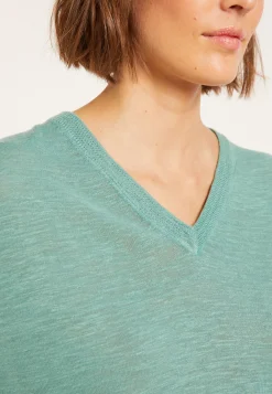 Maison Montagut T-Shirt Ample Col V En Lin Flamme - Marra><noscript><img width=