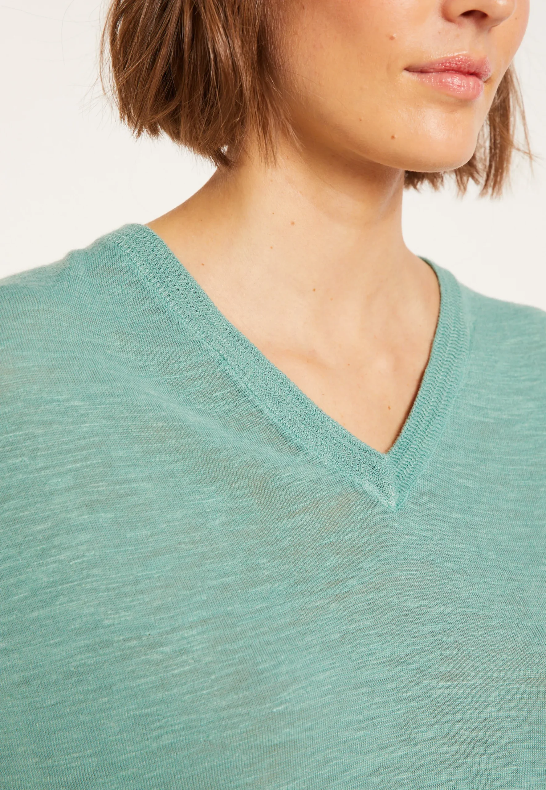 Maison Montagut T-Shirt Ample Col V En Lin Flamme - Marra>Femme T-Shirts