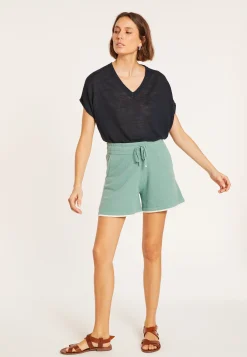 Maison Montagut T-Shirt Ample Col V En Lin Flamme - Marra><noscript><img width=