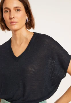 Maison Montagut T-Shirt Ample Col V En Lin Flamme - Marra><noscript><img width=