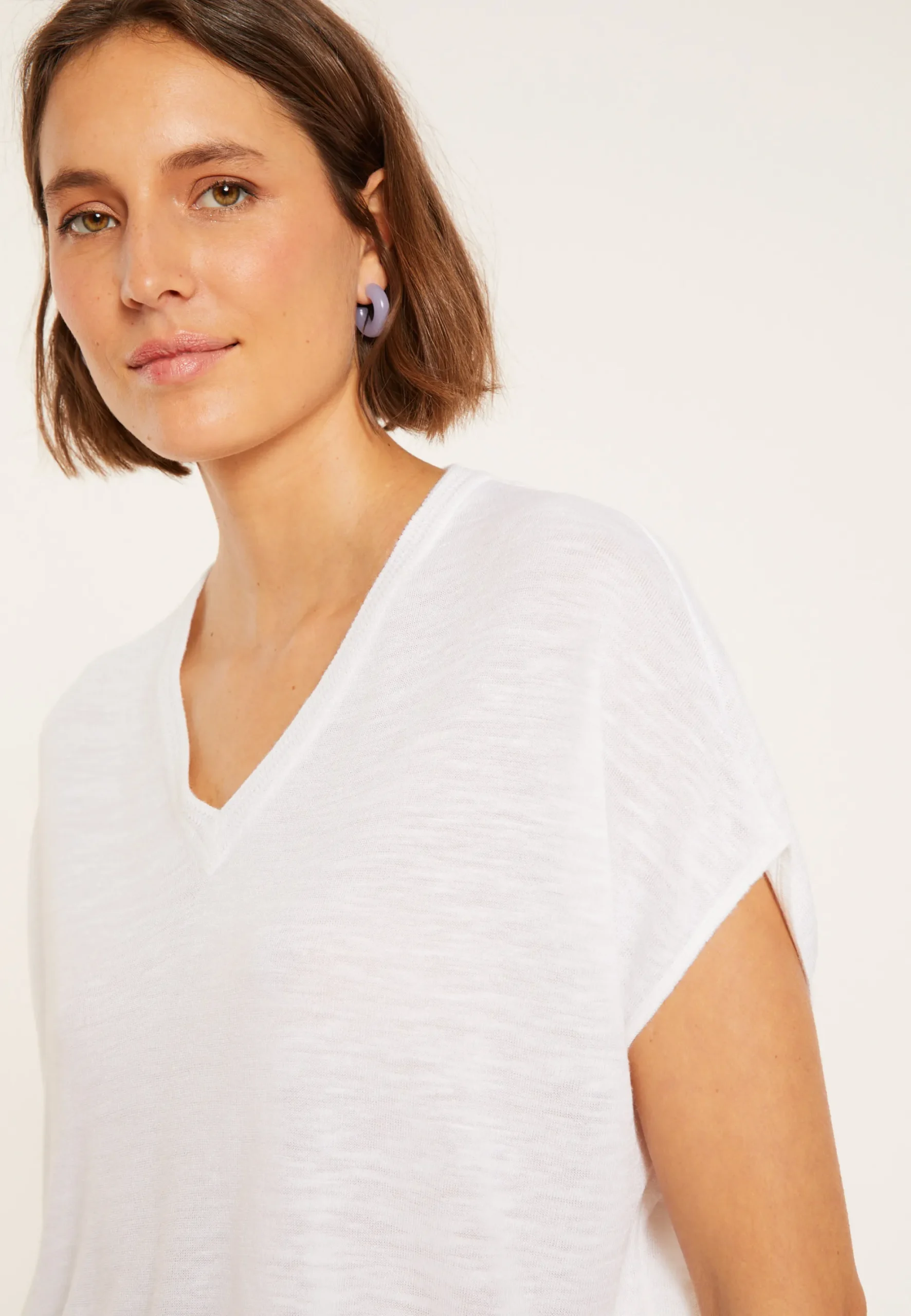 Maison Montagut T-Shirt Ample Col V En Lin Flamme - Marra>Femme T-Shirts