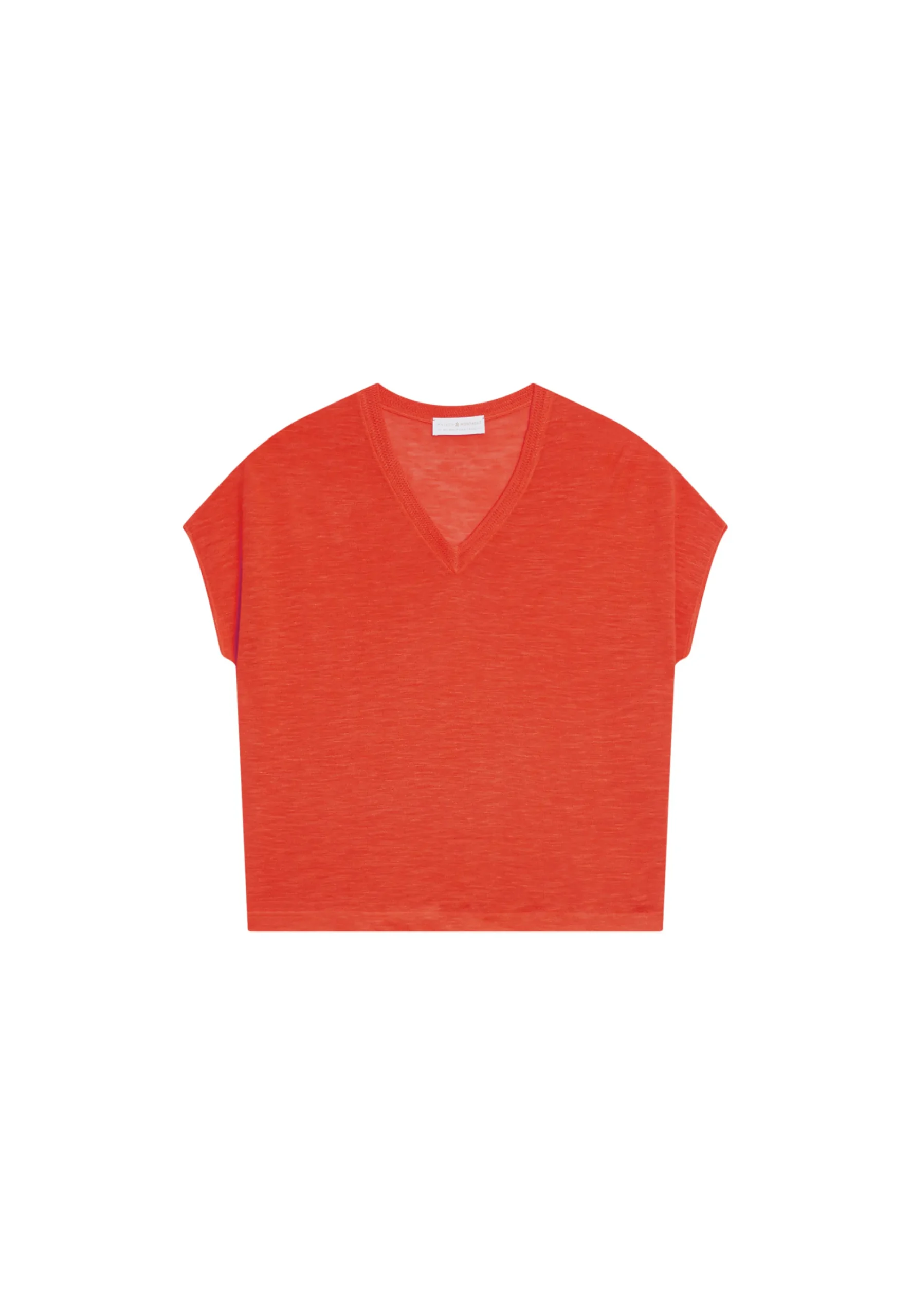 Maison Montagut T-Shirt Ample Col V En Lin Flamme - Marra>Femme T-Shirts