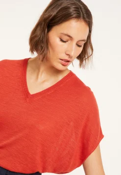 Maison Montagut T-Shirt Ample Col V En Lin Flamme - Marra><noscript><img width=