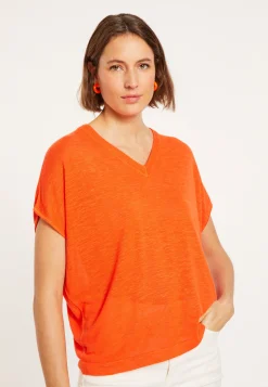 Maison Montagut T-Shirt Ample Col V En Lin Flamme - Marra><noscript><img width=