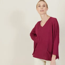 Maison Montagut T-Shirt Ample En Lin Flamme - Balou><noscript><img width=