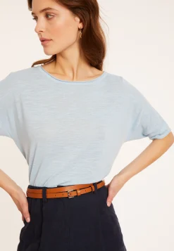 Maison Montagut T-Shirt Ample Manches Coudes En Lin Flamme - Taslim><noscript><img width=