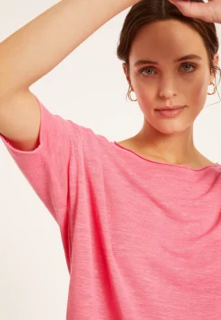 Maison Montagut T-Shirt Ample Manches Coudes En Lin Flamme - Taslim><noscript><img width=