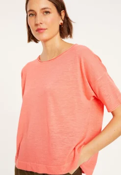 Maison Montagut T-Shirt Ample Manches Coudes En Lin Flamme - Taslim><noscript><img width=