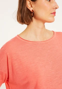 Maison Montagut T-Shirt Ample Manches Coudes En Lin Flamme - Taslim><noscript><img width=