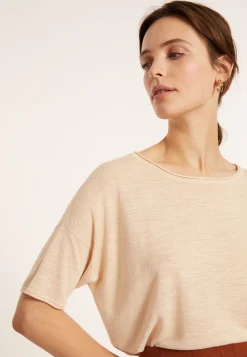 Maison Montagut T-Shirt Ample Manches Coudes En Lin Flamme - Taslim><noscript><img width=