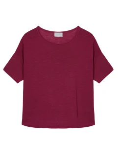 Maison Montagut T-Shirt Ample Manches Coudes En Lin Flamme - Taslim>Femme T-Shirts