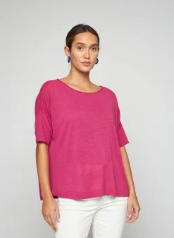 Maison Montagut T-Shirt Ample Manches Coudes En Lin Flamme - Taslim><noscript><img width=