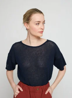 Maison Montagut T-Shirt Boutonne A L'Arriere En Lin - Tilla><noscript><img width=