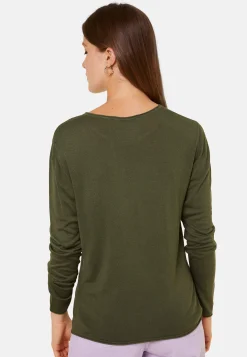Maison Montagut T-Shirt Boutonne En Bambou Cachemire Col Rond En Maille Fine - Aelia><noscript><img width=