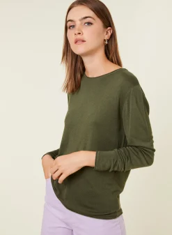 Maison Montagut T-Shirt Boutonne En Bambou Cachemire Col Rond En Maille Fine - Aelia><noscript><img width=
