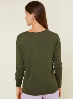 Maison Montagut T-Shirt Boutonne En Bambou Cachemire Col Rond En Maille Fine - Aelia><noscript><img width=