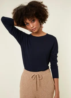 Maison Montagut T-Shirt Boutonne En Bambou Cachemire Col Rond En Maille Fine - Aelia><noscript><img width=