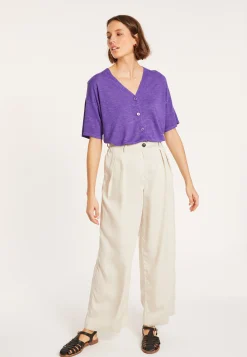 Maison Montagut T-Shirt Boutonne En Lin Flamme - Maddie><noscript><img width=