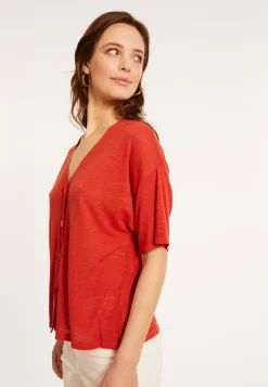 Maison Montagut T-Shirt Boutonne En Lin Flamme - Maddie><noscript><img width=