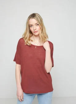 Maison Montagut T-Shirt Boutonne En Lin Flamme - Tally><noscript><img width=