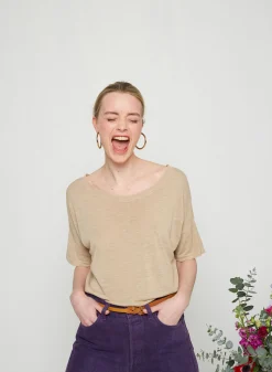 Maison Montagut T-Shirt Boutonne En Lin Flamme - Tally><noscript><img width=