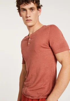 Maison Montagut T-Shirt Col Boutonne En Lin - Leonce><noscript><img width=