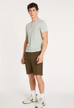 Maison Montagut T-Shirt Col Boutonne En Lin - Leonce><noscript><img width=