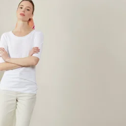 Maison Montagut T-Shirt Col Rond En Lin Flamme - Bonnie><noscript><img width=