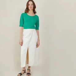 Maison Montagut T-Shirt Col Rond En Lin Flamme - Bonnie><noscript><img width=