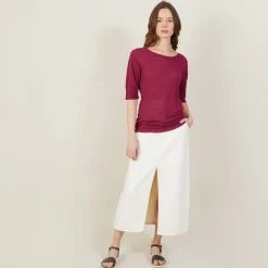 Maison Montagut T-Shirt Col Rond En Lin Flamme - Bonnie><noscript><img width=