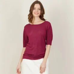 Maison Montagut T-Shirt Col Rond En Lin Flamme - Bonnie><noscript><img width=