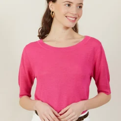 Maison Montagut T-Shirt Col Rond En Lin Flamme - Bonnie><noscript><img width=